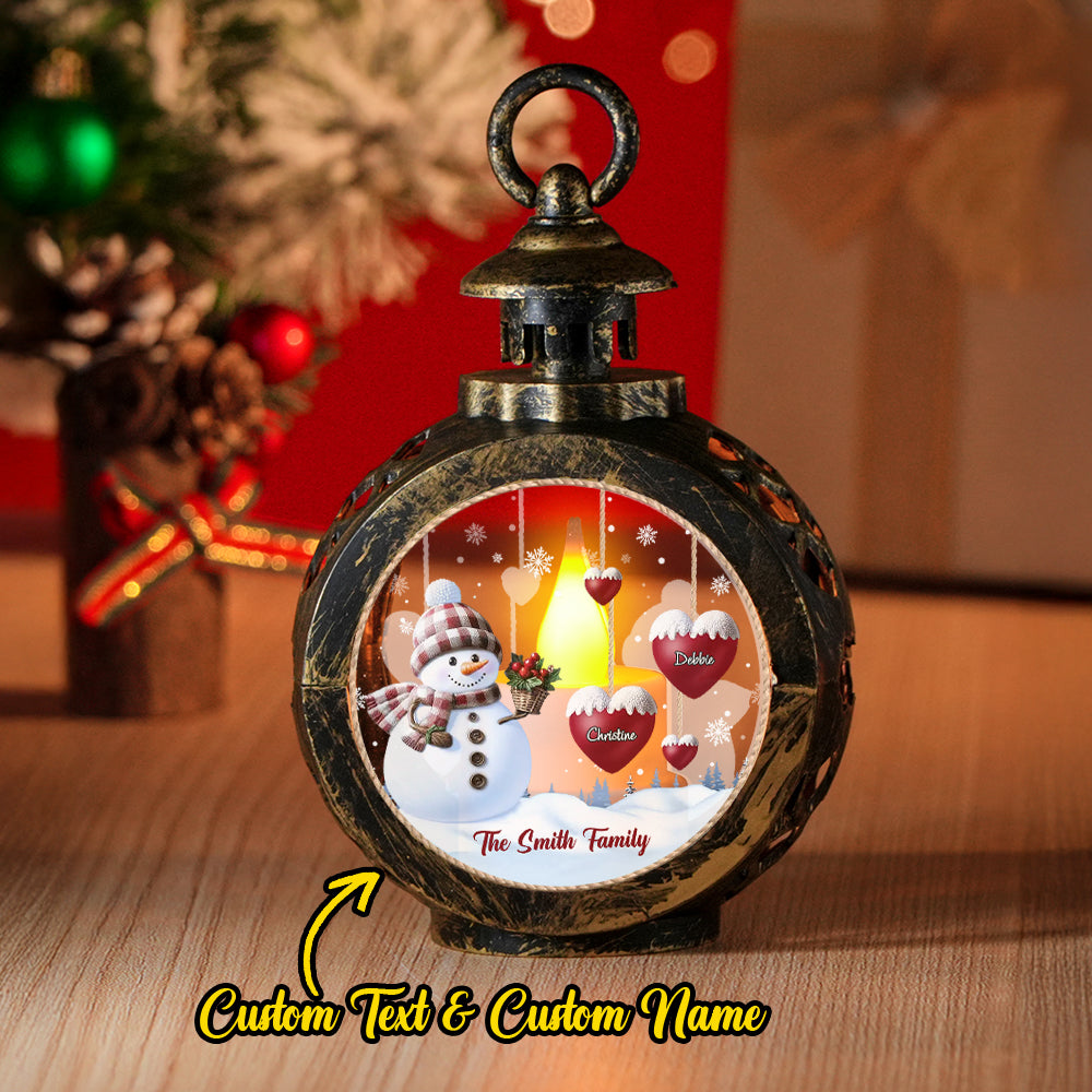 Custom Name Snowman Lantern Ornament – Personalized Vintage-Style Christmas Hanging Decoration