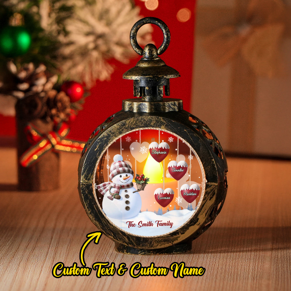 Custom Name Snowman Lantern Ornament – Personalized Vintage-Style Christmas Hanging Decoration
