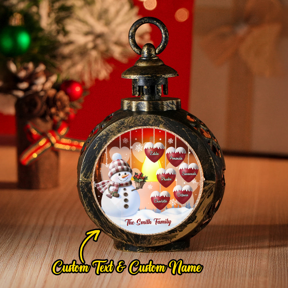 Custom Name Snowman Lantern Ornament – Personalized Vintage-Style Christmas Hanging Decoration