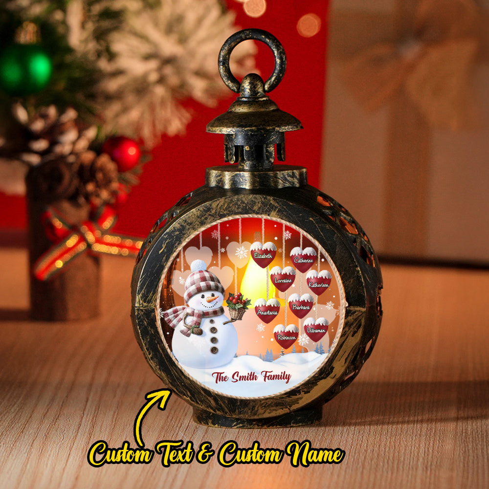 Custom Name Snowman Lantern Ornament – Personalized Vintage-Style Christmas Hanging Decoration