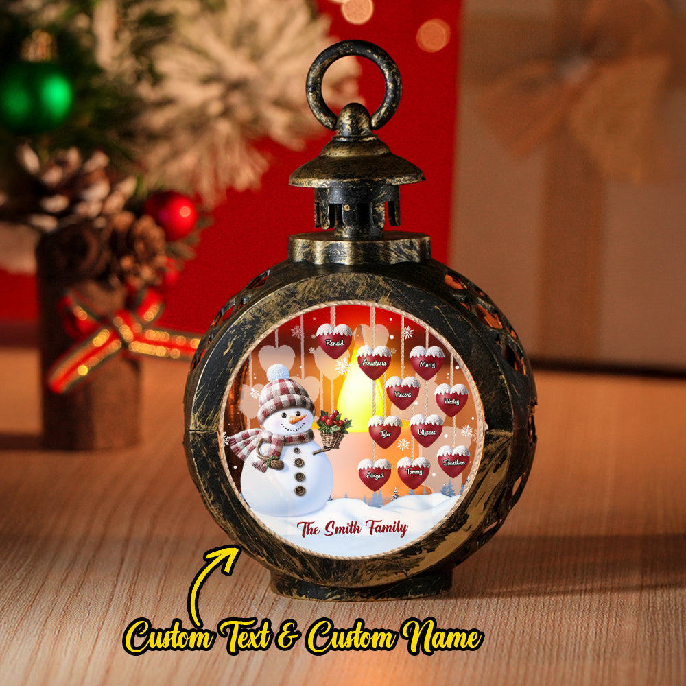 Custom Name Snowman Lantern Ornament – Personalized Vintage-Style Christmas Hanging Decoration