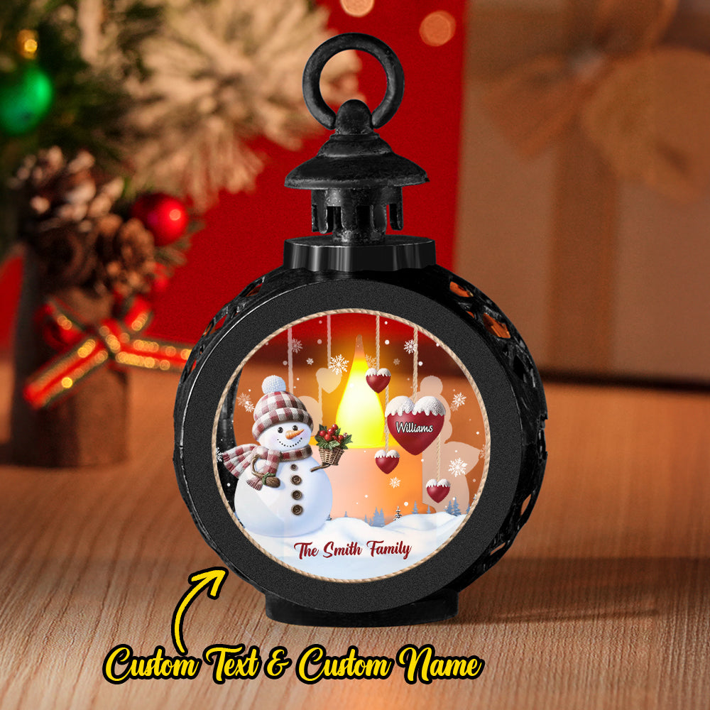 Custom Name Snowman Lantern Ornament – Personalized Vintage-Style Christmas Hanging Decoration