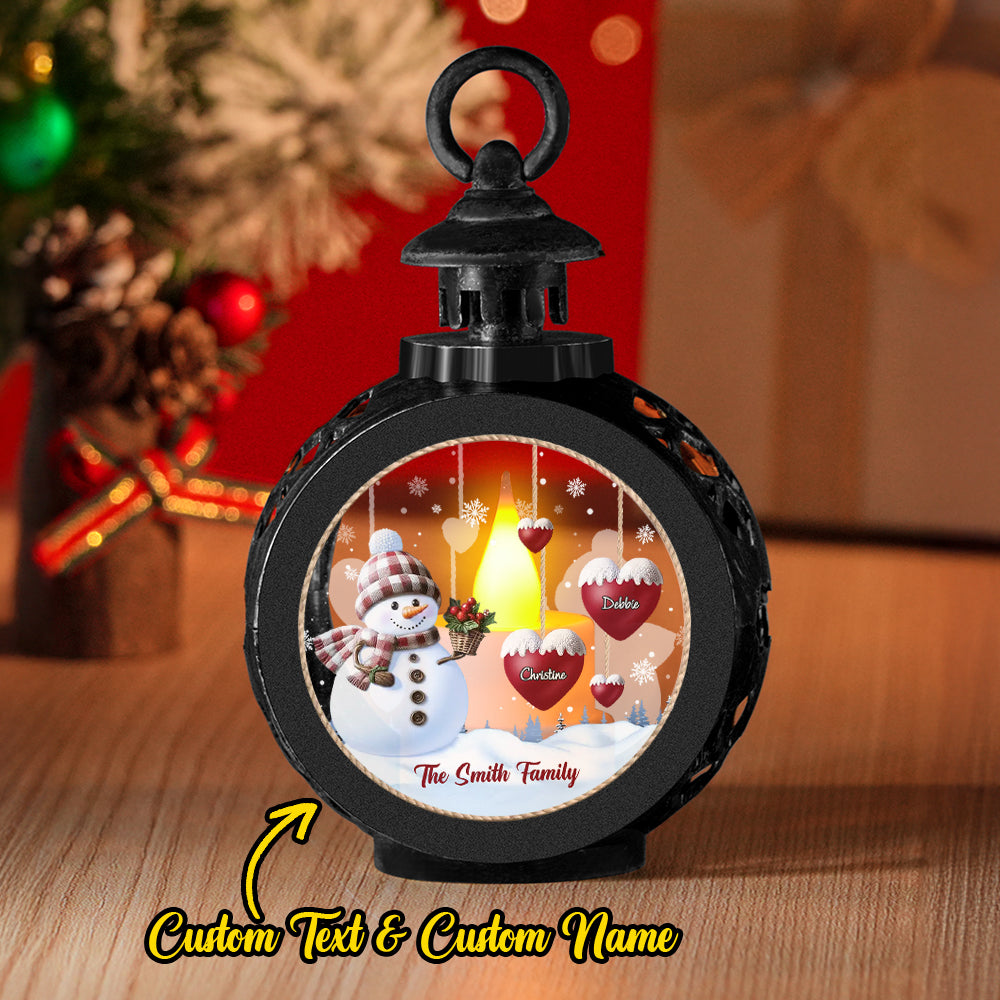 Custom Name Snowman Lantern Ornament – Personalized Vintage-Style Christmas Hanging Decoration