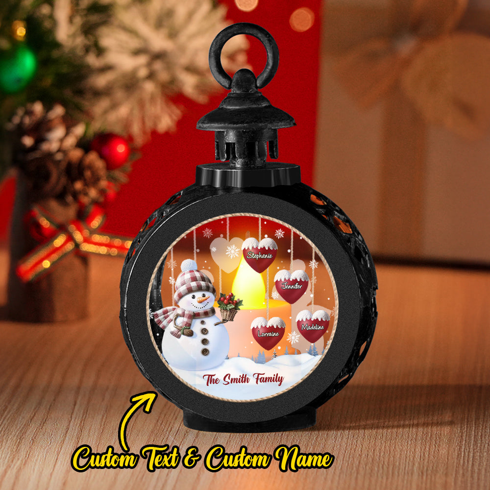 Custom Name Snowman Lantern Ornament – Personalized Vintage-Style Christmas Hanging Decoration