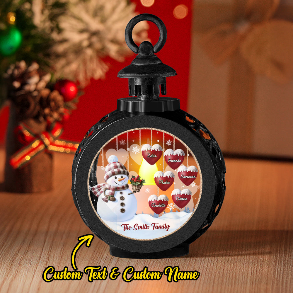 Custom Name Snowman Lantern Ornament – Personalized Vintage-Style Christmas Hanging Decoration
