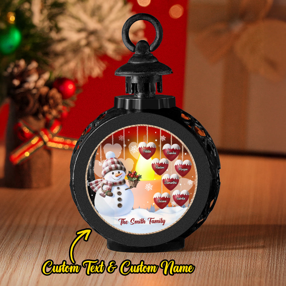 Custom Name Snowman Lantern Ornament – Personalized Vintage-Style Christmas Hanging Decoration