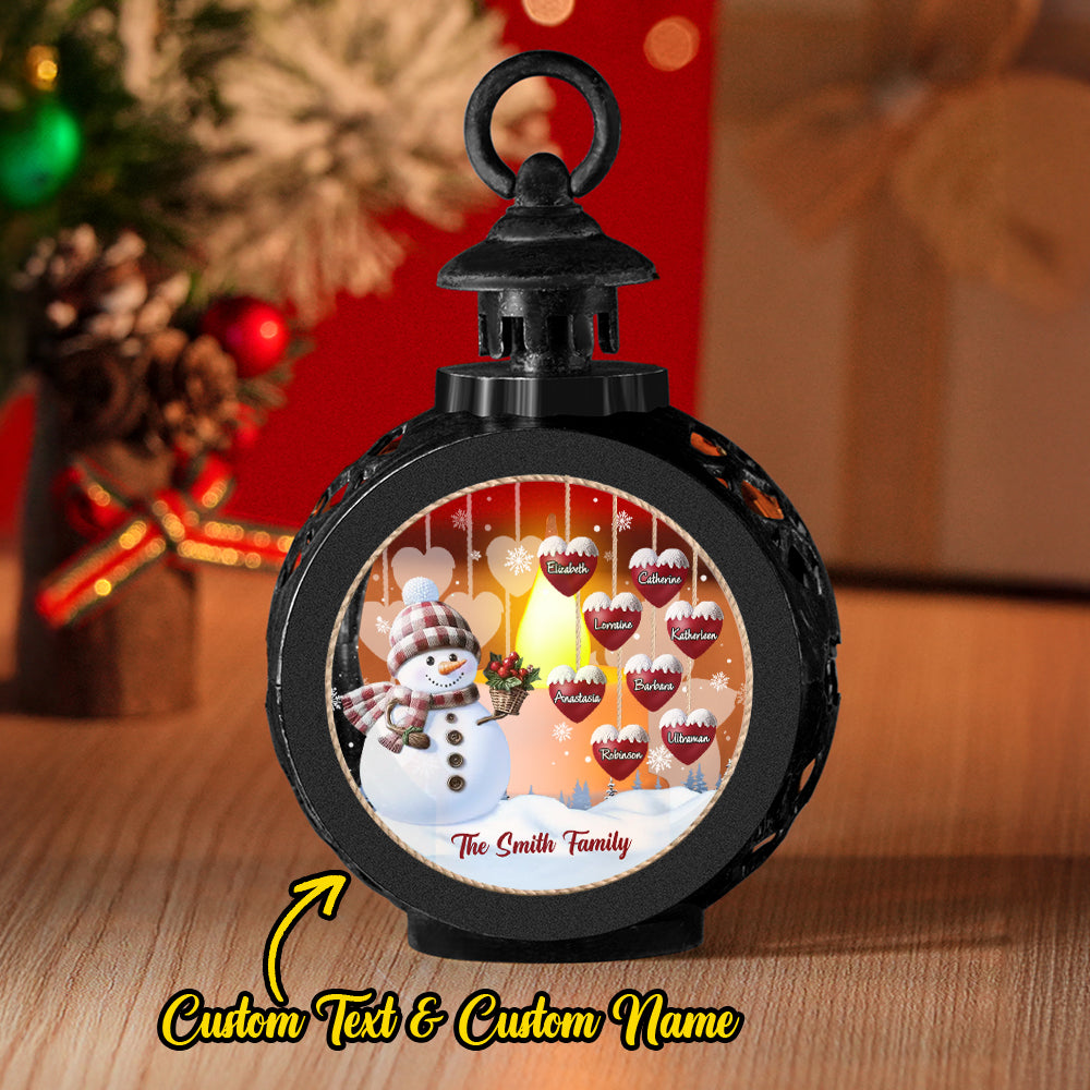 Custom Name Snowman Lantern Ornament – Personalized Vintage-Style Christmas Hanging Decoration