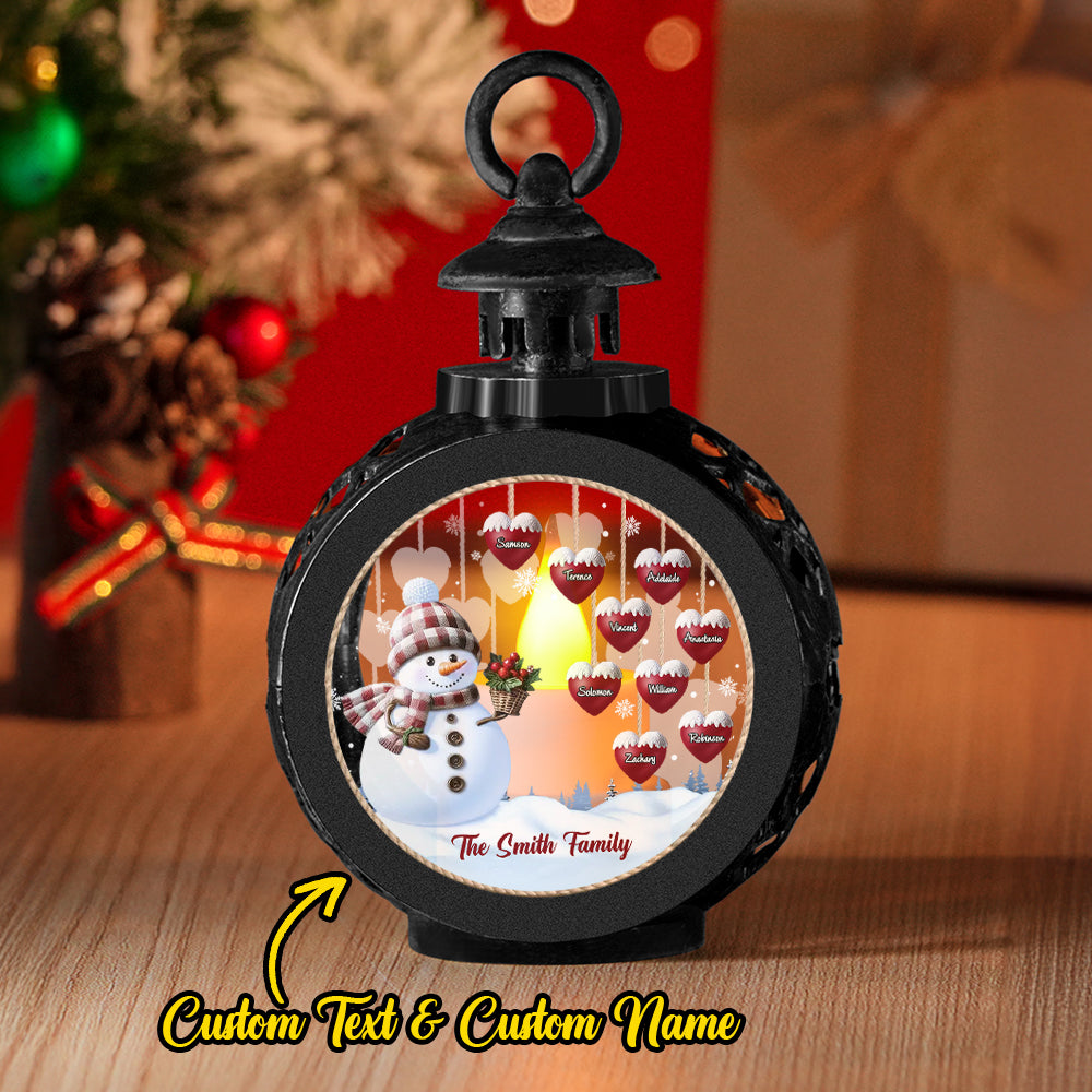 Custom Name Snowman Lantern Ornament – Personalized Vintage-Style Christmas Hanging Decoration