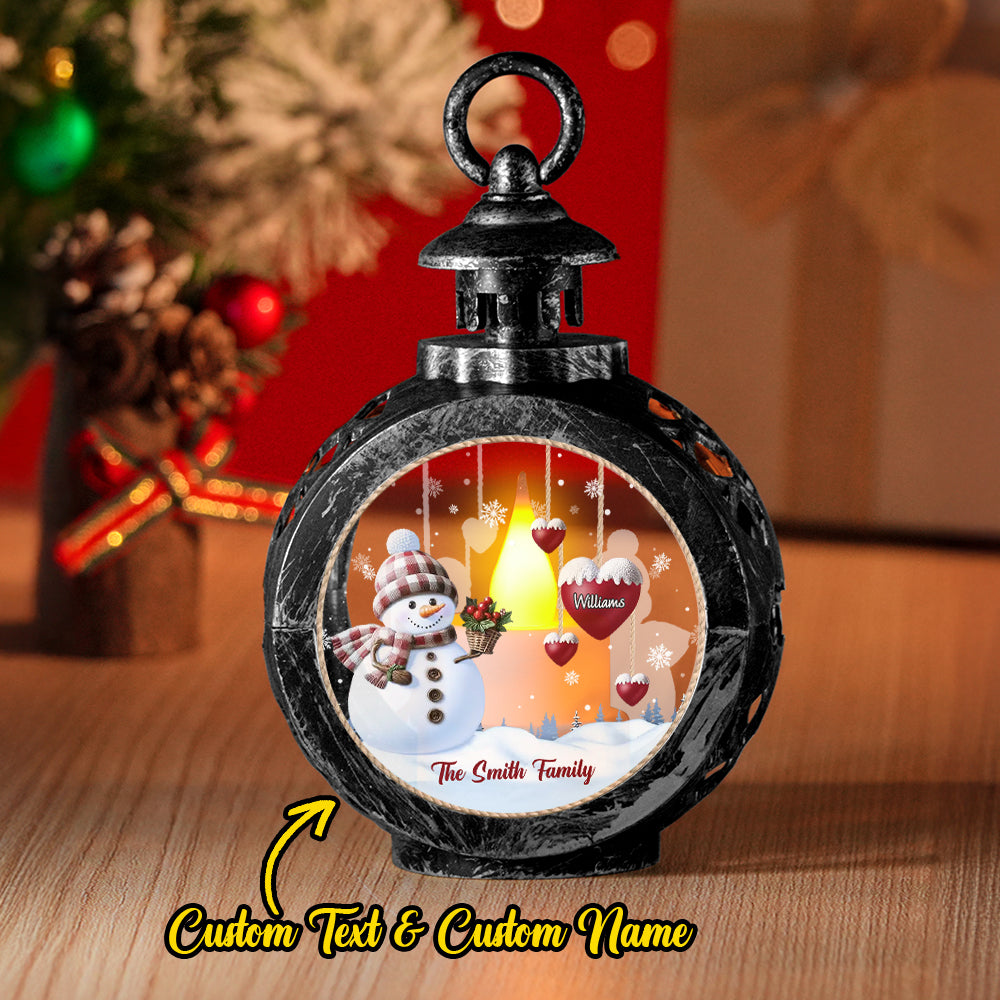 Custom Name Snowman Lantern Ornament – Personalized Vintage-Style Christmas Hanging Decoration