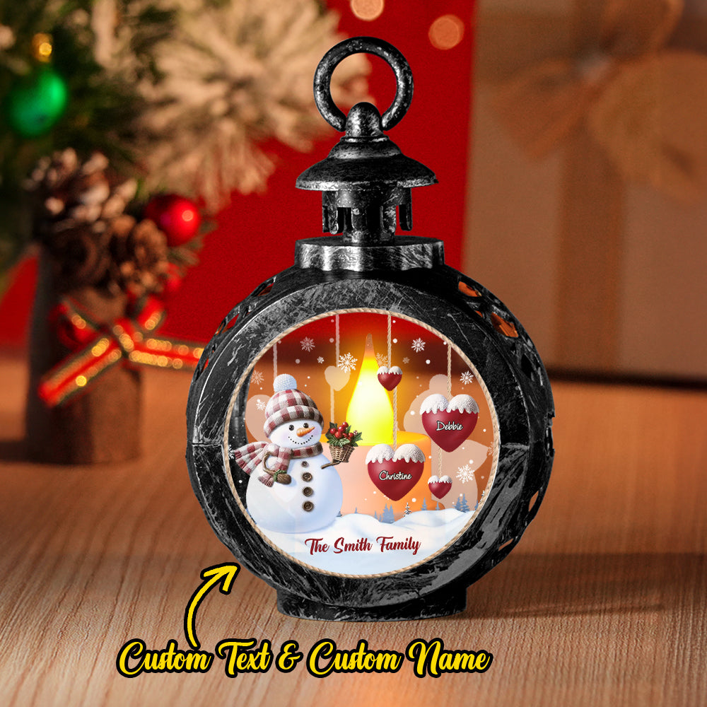 Custom Name Snowman Lantern Ornament – Personalized Vintage-Style Christmas Hanging Decoration
