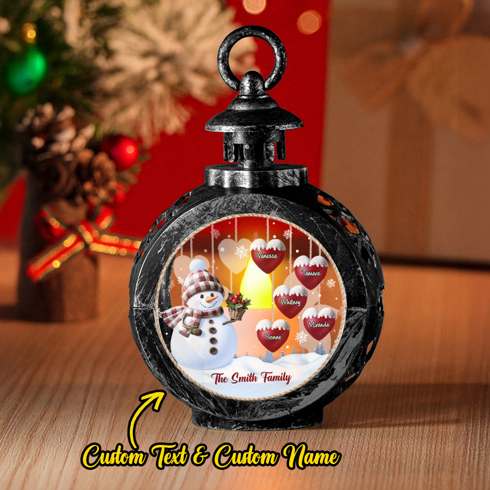 Custom Name Snowman Lantern Ornament – Personalized Vintage-Style Christmas Hanging Decoration