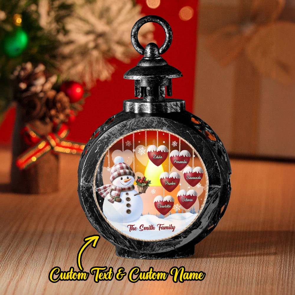 Custom Name Snowman Lantern Ornament – Personalized Vintage-Style Christmas Hanging Decoration