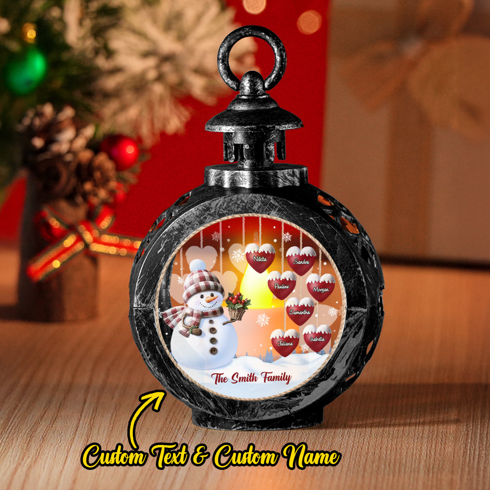 Custom Name Snowman Lantern Ornament – Personalized Vintage-Style Christmas Hanging Decoration
