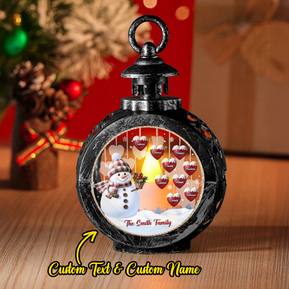 Custom Name Snowman Lantern Ornament – Personalized Vintage-Style Christmas Hanging Decoration