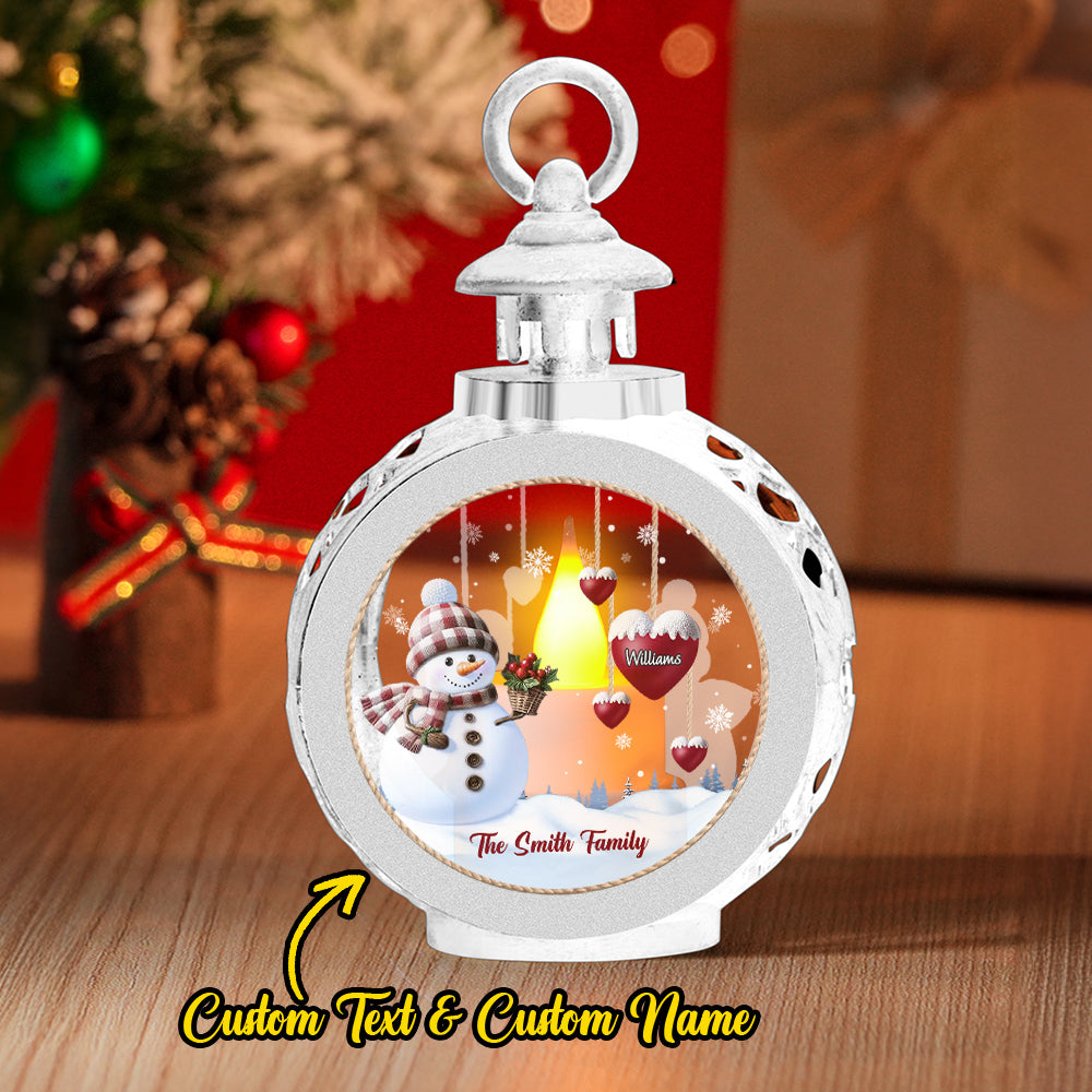 Custom Name Snowman Lantern Ornament – Personalized Vintage-Style Christmas Hanging Decoration
