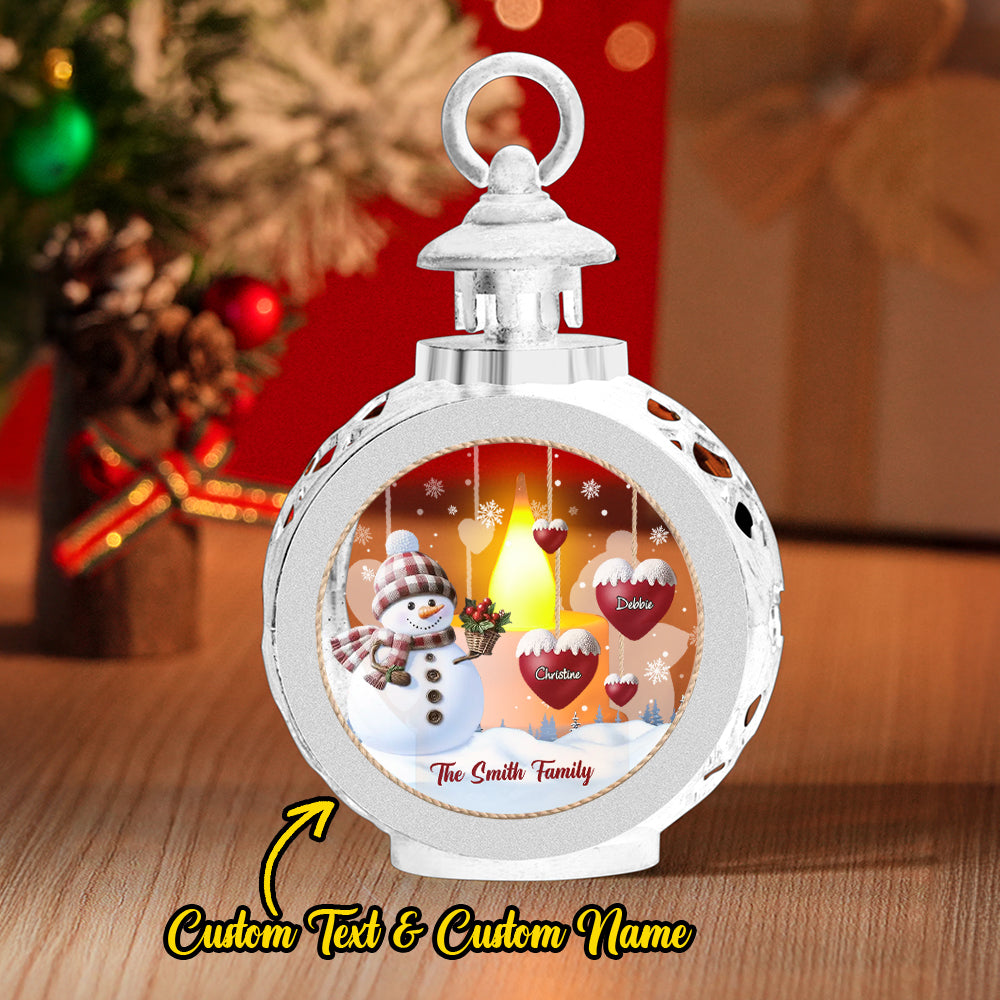 Custom Name Snowman Lantern Ornament – Personalized Vintage-Style Christmas Hanging Decoration