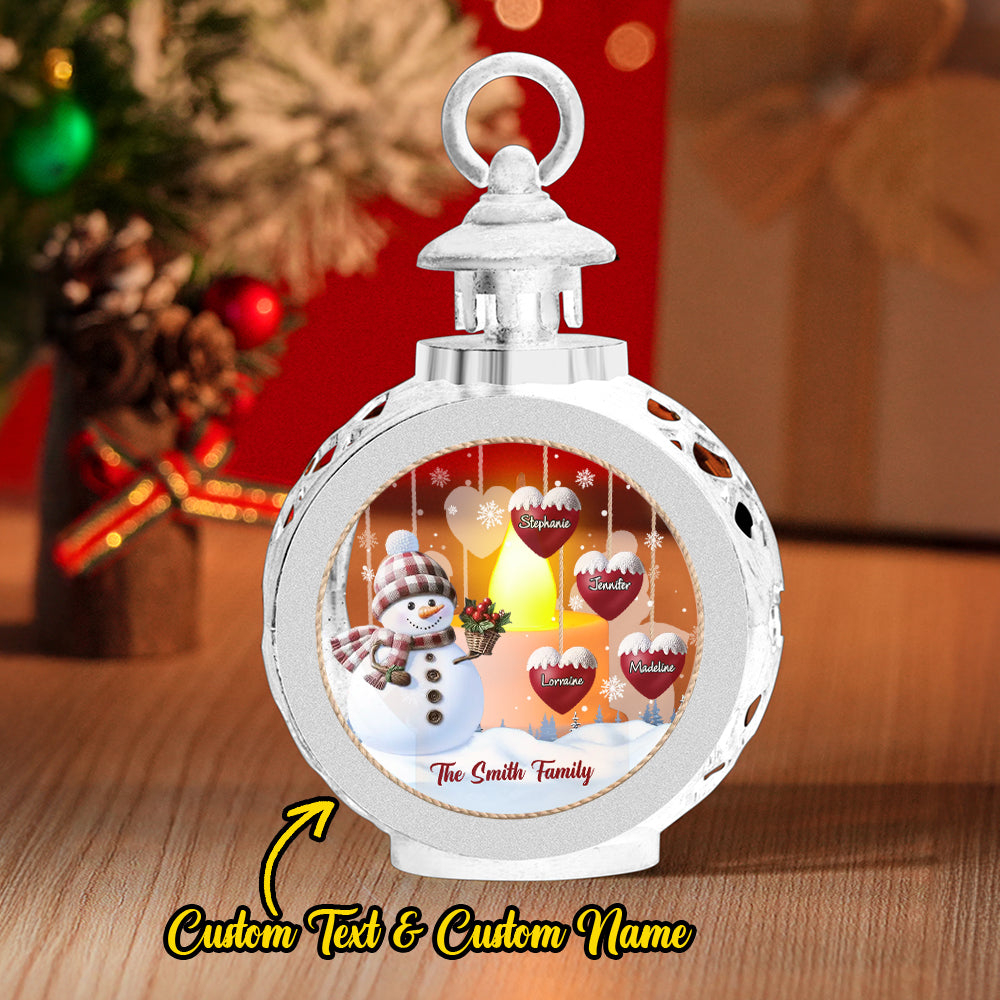 Custom Name Snowman Lantern Ornament – Personalized Vintage-Style Christmas Hanging Decoration