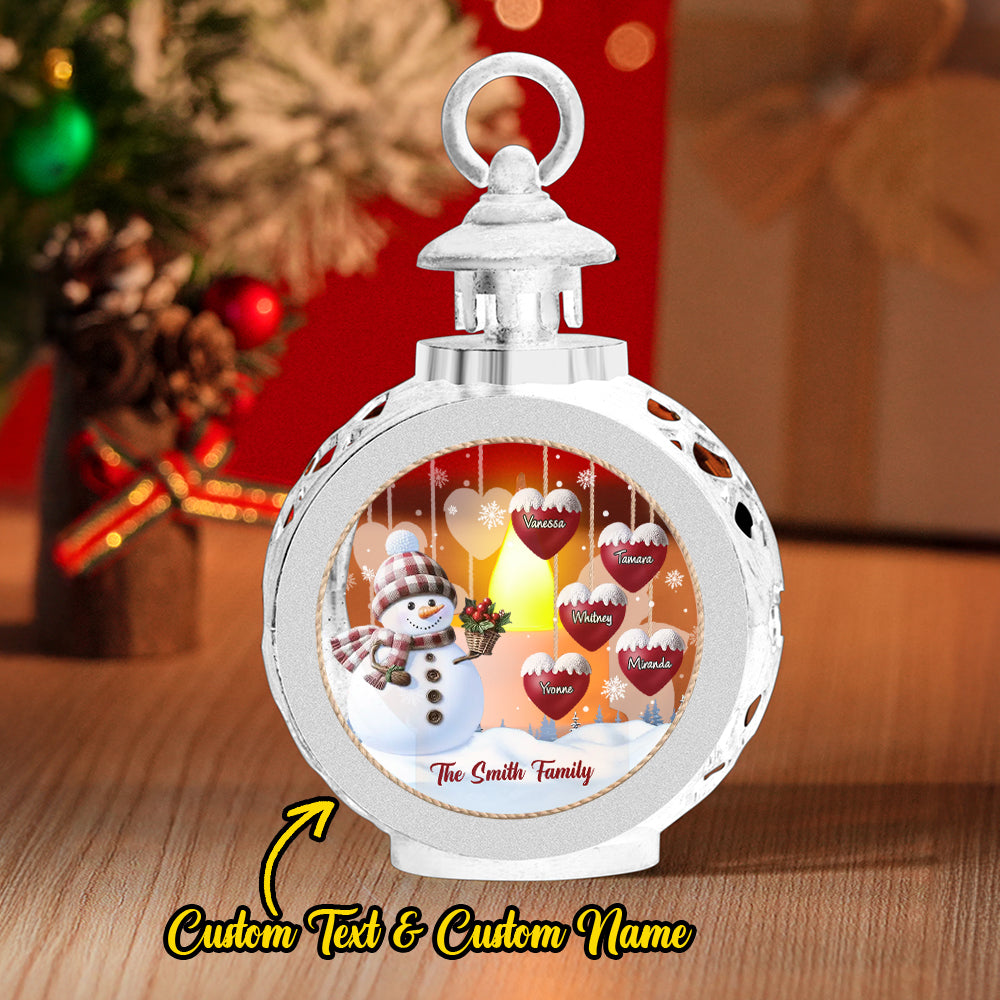 Custom Name Snowman Lantern Ornament – Personalized Vintage-Style Christmas Hanging Decoration
