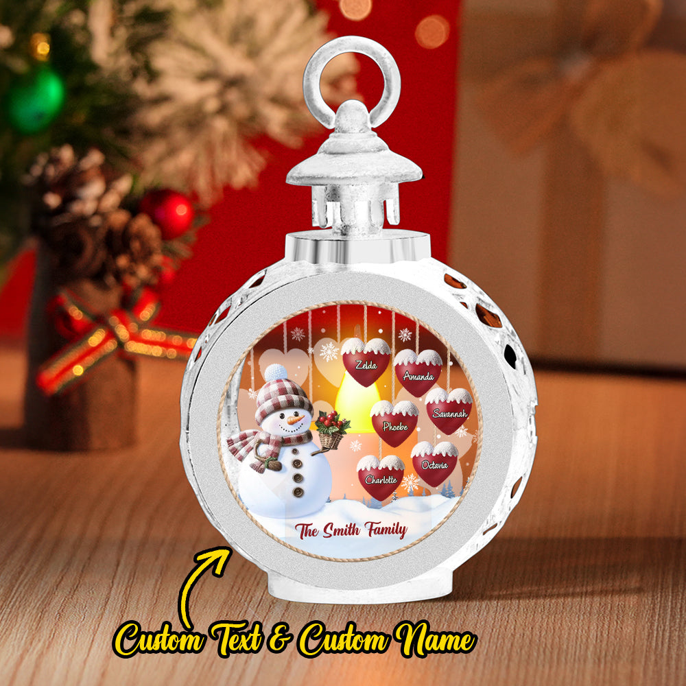 Custom Name Snowman Lantern Ornament – Personalized Vintage-Style Christmas Hanging Decoration