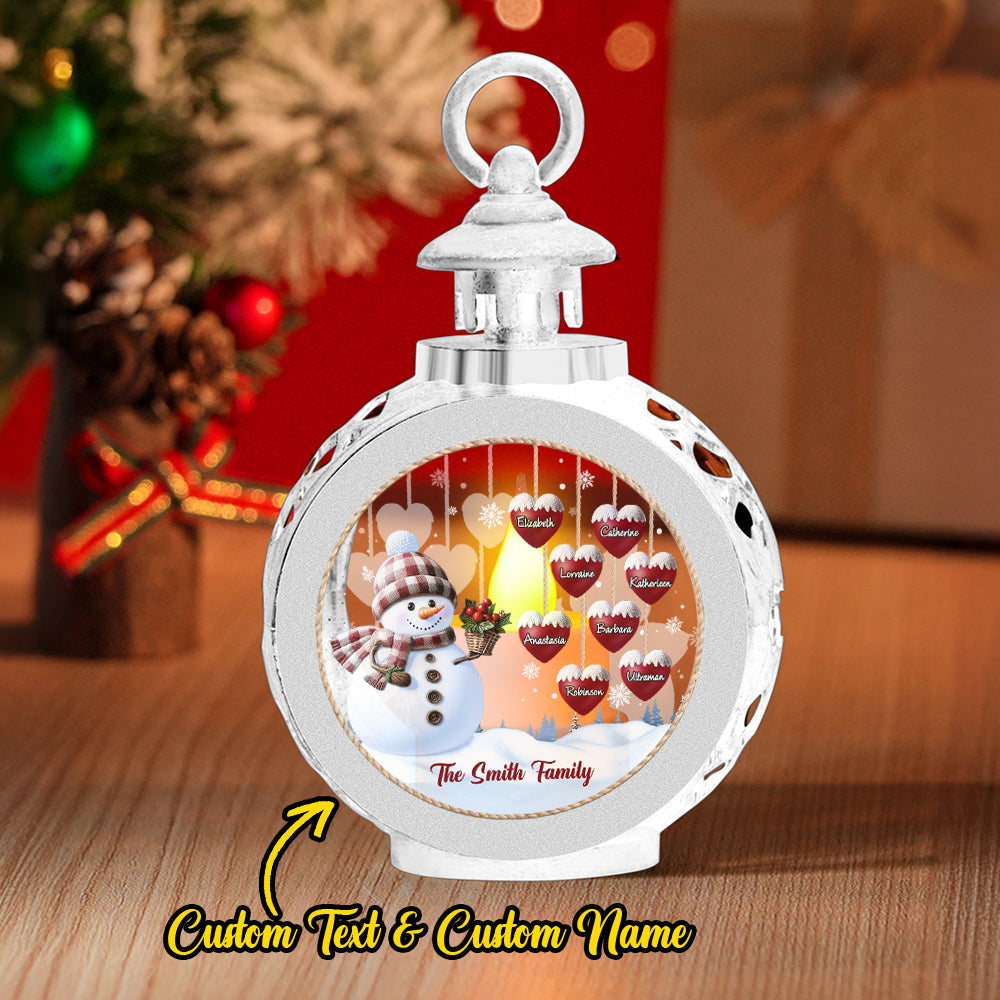 Custom Name Snowman Lantern Ornament – Personalized Vintage-Style Christmas Hanging Decoration