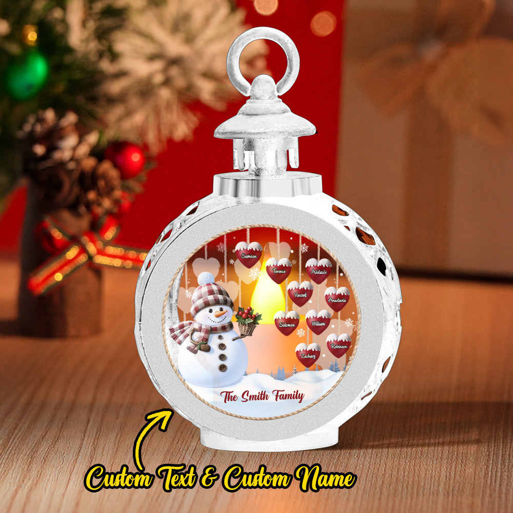 Custom Name Snowman Lantern Ornament – Personalized Vintage-Style Christmas Hanging Decoration