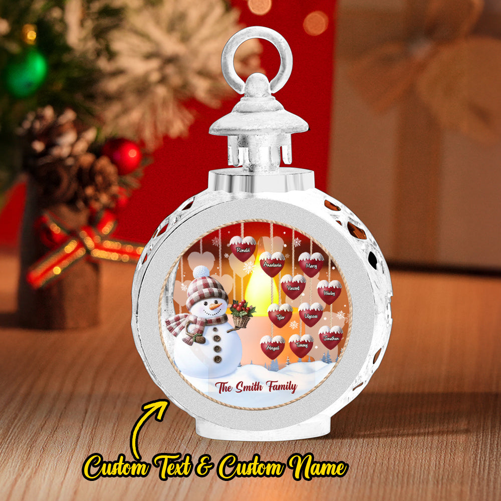 Custom Name Snowman Lantern Ornament – Personalized Vintage-Style Christmas Hanging Decoration