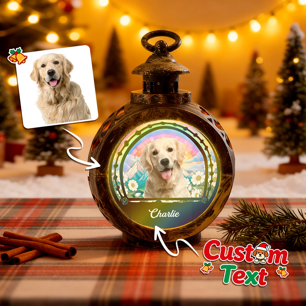 Custom Pet Photo with Optional Background Ornament – Personalized Pet Name Christmas Gift for Pet Lovers