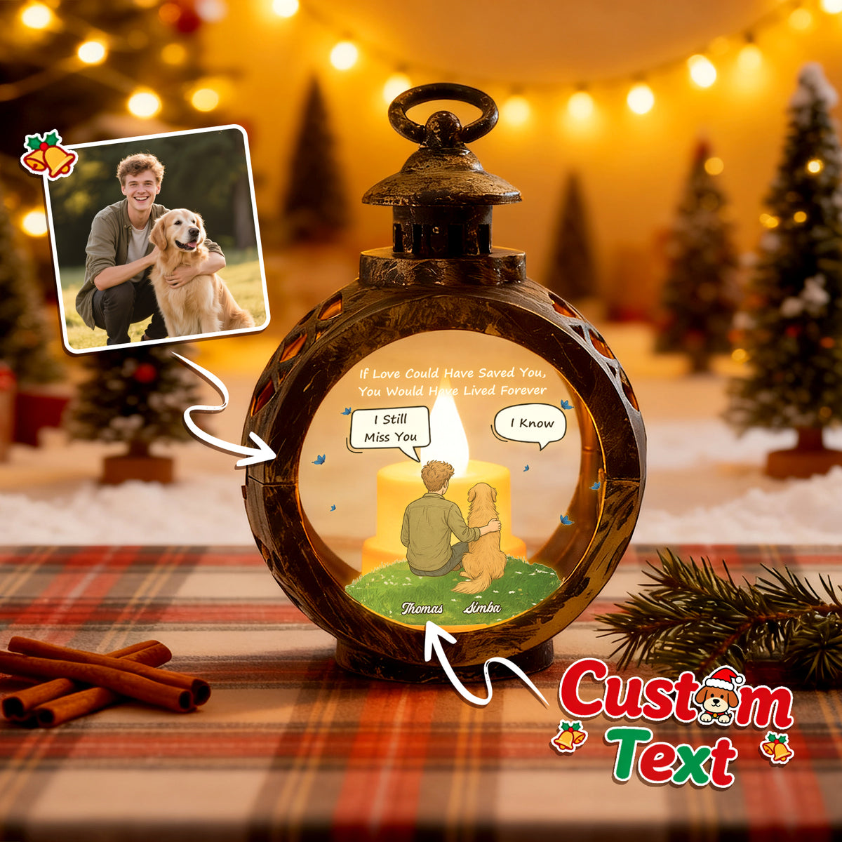 Custom Pet Photo into Comic Style Ornament – Personalized Text Christmas Gift for Pet Lovers