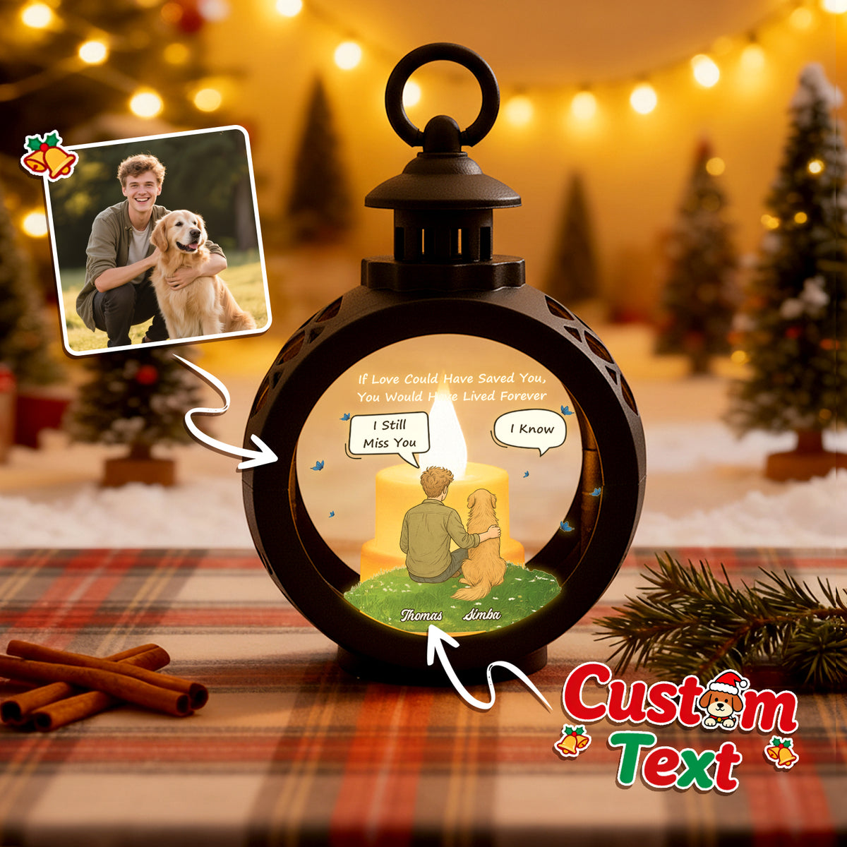 Custom Pet Photo into Comic Style Ornament – Personalized Text Christmas Gift for Pet Lovers
