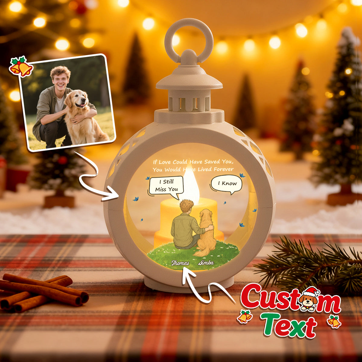 Custom Pet Photo into Comic Style Ornament – Personalized Text Christmas Gift for Pet Lovers