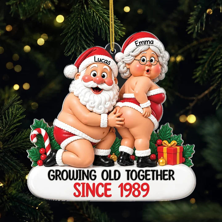 Custom Funny Wooden Christmas Ornament Personalized Couple Anniversary Wedding Gift for Husband and Wife Cozy Xmas With You