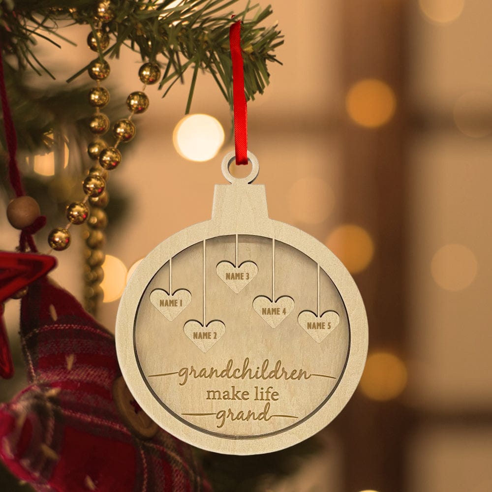 Custom Engraved Name Christmas Ornament Personalized Heart Wooden Family Ornament Christmas Tree Decoration