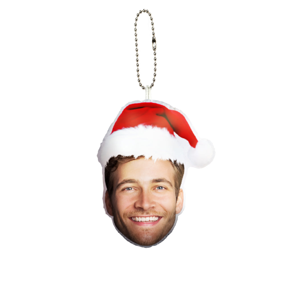 Custom Face Christmas Hat Hanging Ornament Keychain Decoration for Christmas Gift