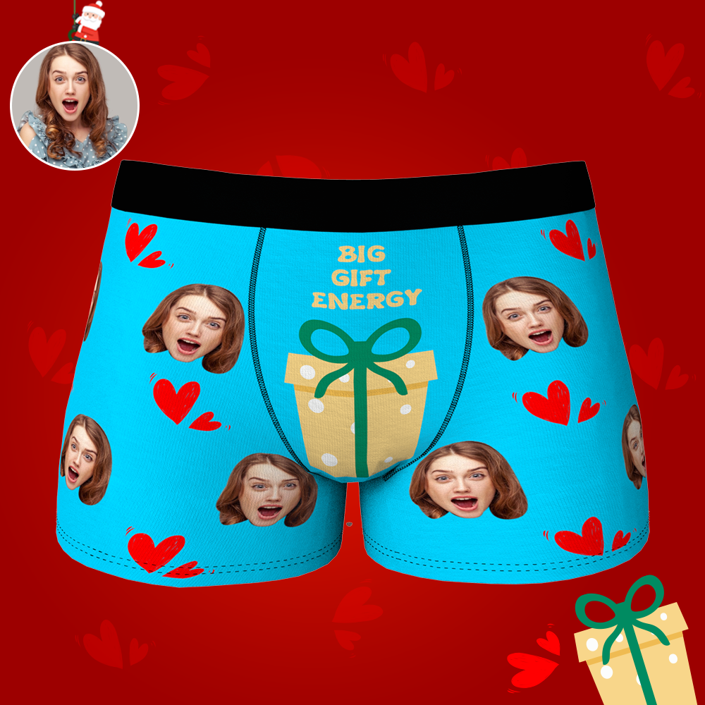 Custom Face Christmas Boxer Funny Big Gift Energy Underwear
