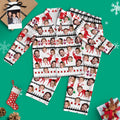 Custom Face Christmas Long Sleeve White Pajamas with Reindeer