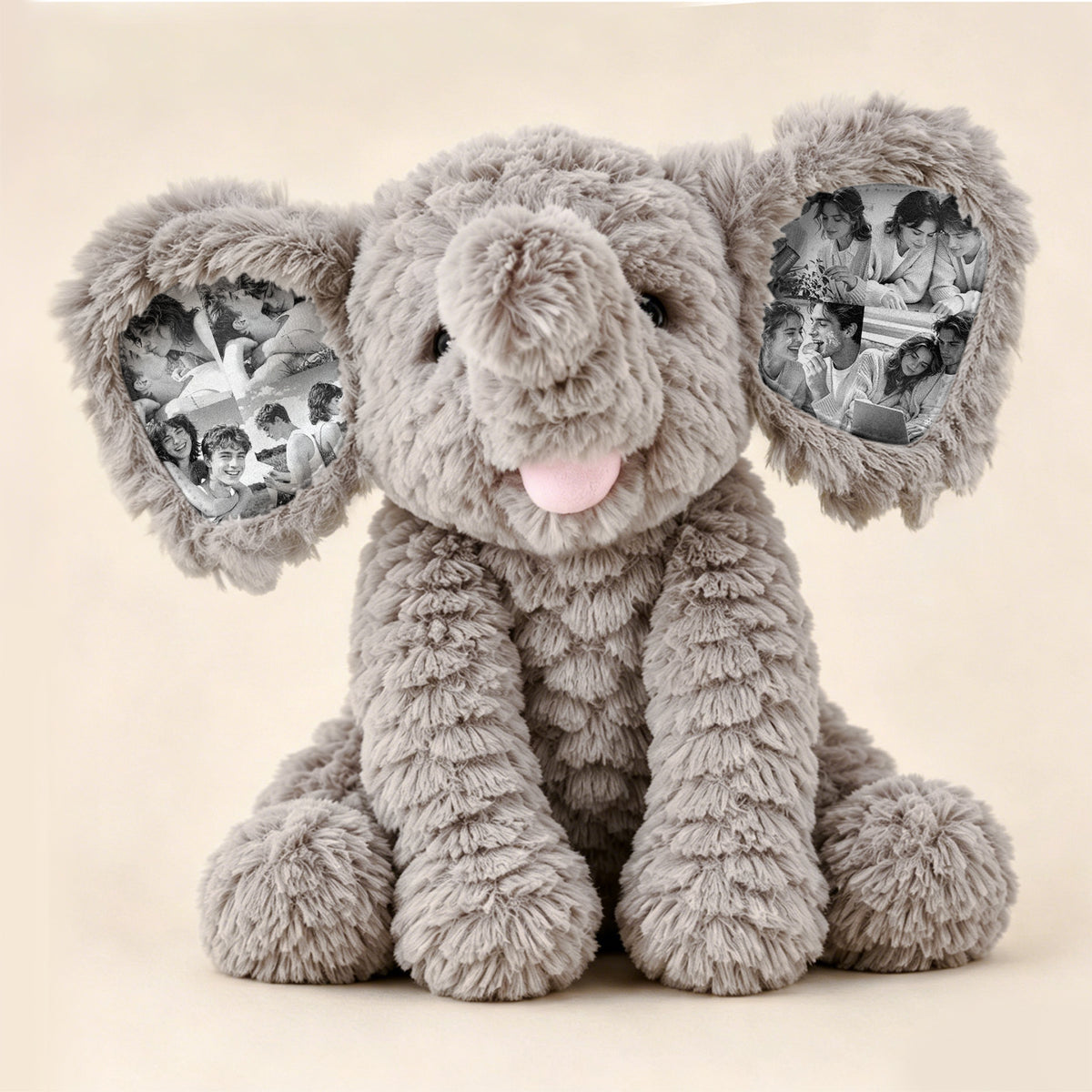 Peluche de elefante con foto personalizada – Regalo de elefante con imagen en la oreja, personalizado para parejas y aniversarios