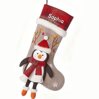 Custom Name 3D Pattern Christmas Stocking Ornament Tree Decoration