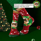 Custom Socks With Mistletoe and Fishbone Socks Christmas Gifts for Her