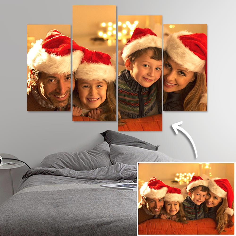 Custom Photo Frameless 4-Piece Canvas Set Home Decoration Anniversary Gift Christmas Gift