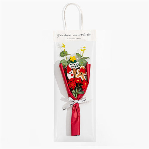 Christmas Crochet Flowers Bouquet Handmade Knitted Flower Christmas Day Gift