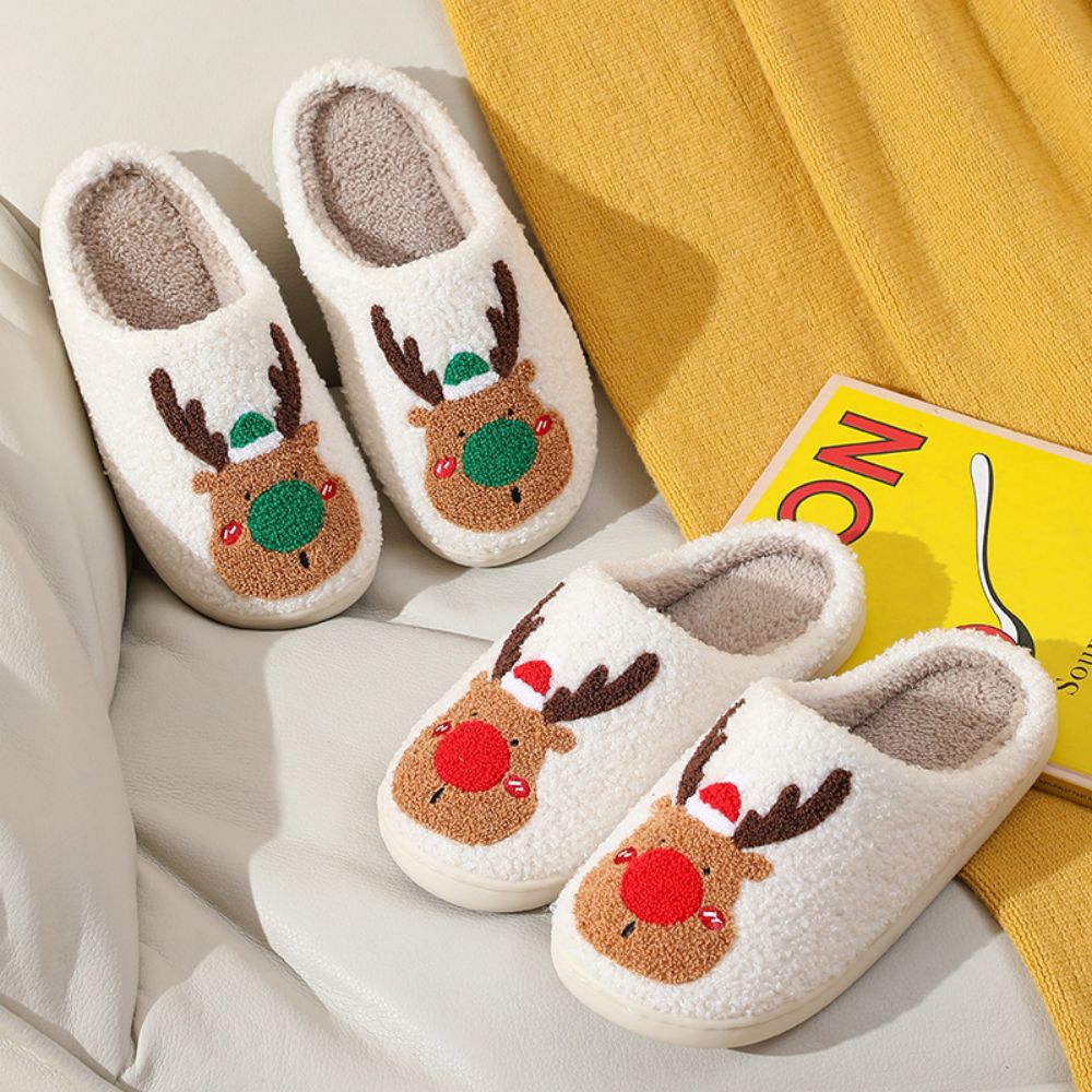 Christmas Slippers Cute Reindeer Comfortable Slippers