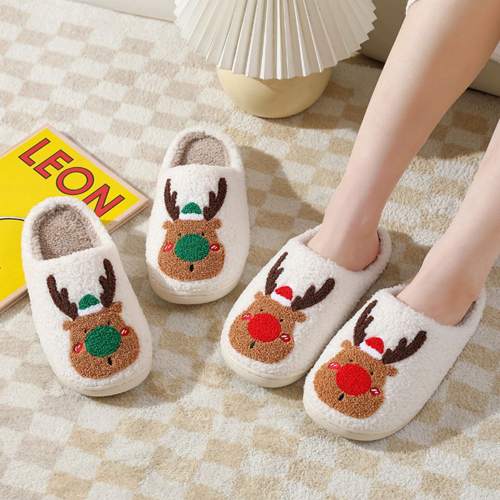 Christmas Slippers Cute Reindeer Comfortable Slippers