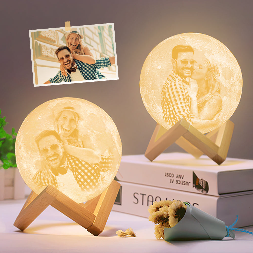 Custom Photo Moon Lamp Luna Night Light – Personalized Birthday Anniversary Valentine’s Day & Christmas Gift