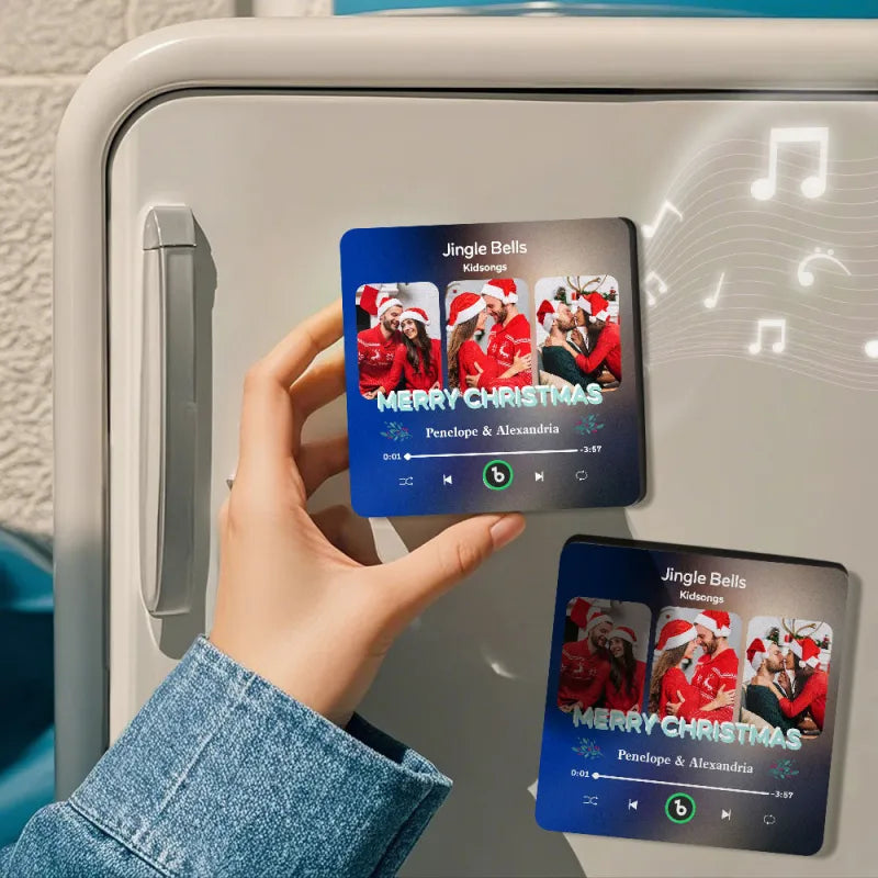 FridgeBeats Frameless 4.0 Custom 3 Photos Music Fridge Magnet FridgeBeats Pro Supports Bluetooth Connectivity Christmas Gifts