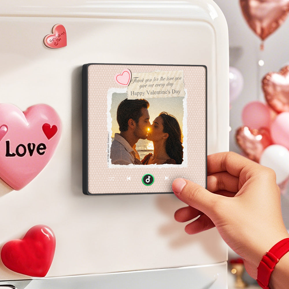 FridgeBeats Framed Custom Photo Text with Heart Music Fridge Magnet Sticker Special for Valentine's Day New 4.0 Upgrade Colorful Frame