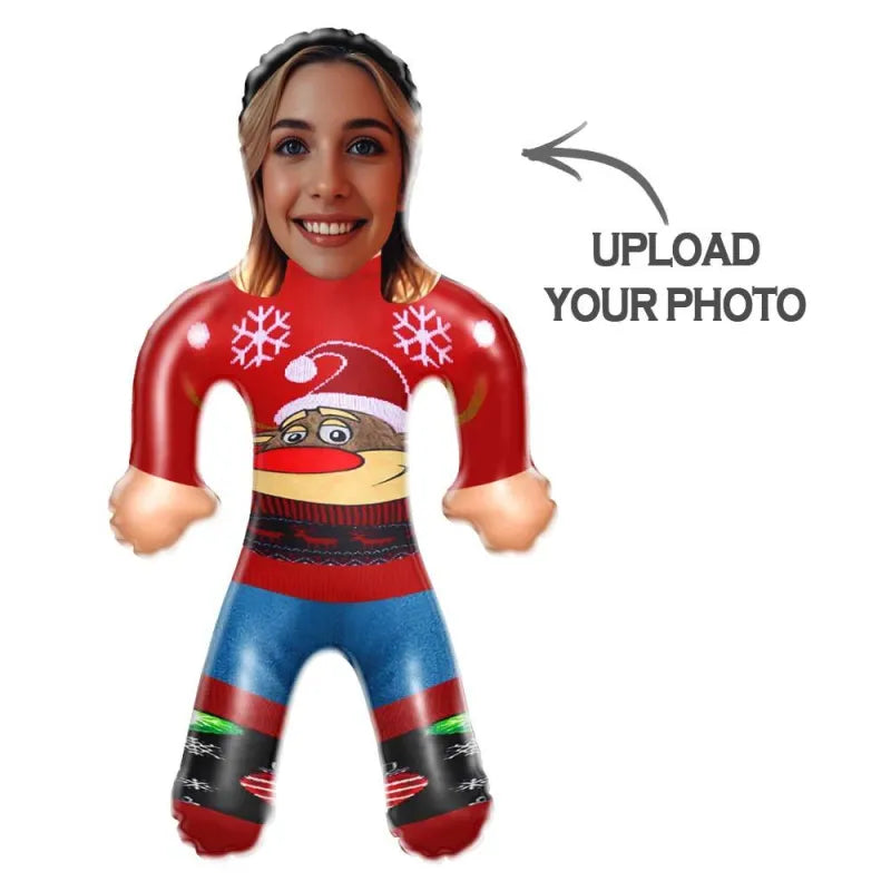 Custom Face Reindeer Christmas Jumpe Blow Up Dolls Funny Inflatable Balloon Custom Air Doll for Party Favors Christmas Gifts