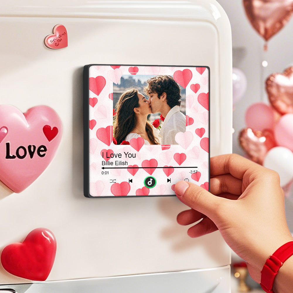 FridgeBeats Framed Custom Photo with Hearts Music Fridge Magnet Sticker Special for Valentine's Day New 4.0 Upgrade Colorful Frame