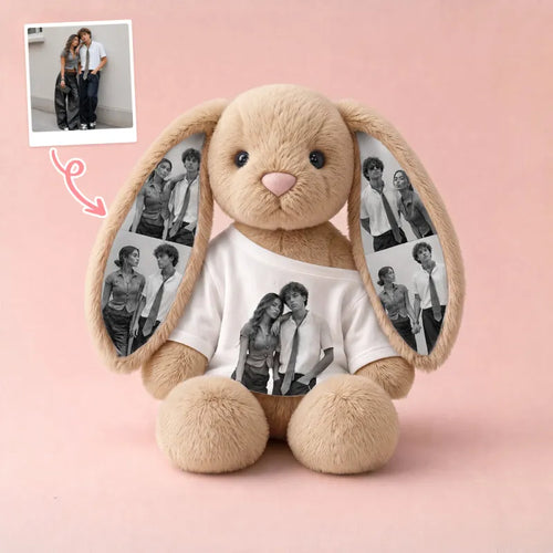 Cute Bunny Plush Toy with Removable T-Shirt Soft Stuffed Rabbit Doll Cuddly Keepsake for Kids & Adults