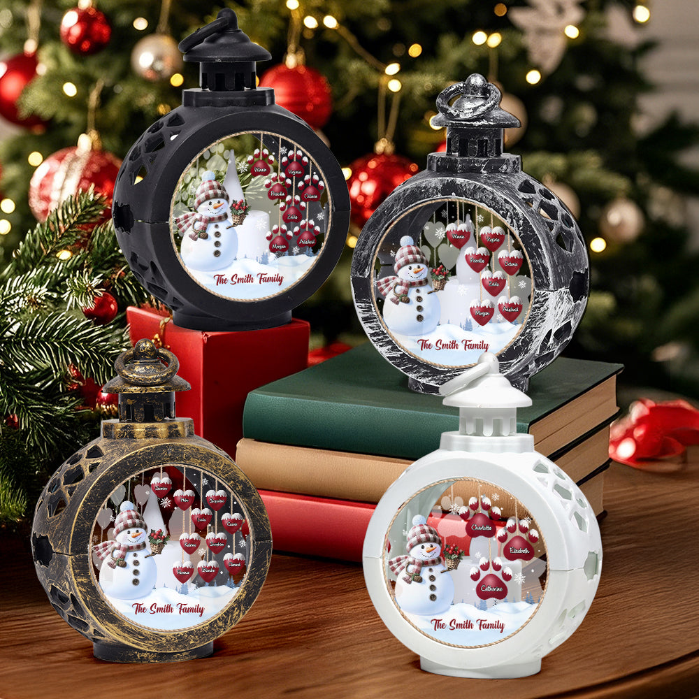 Custom Name Snowman Lantern Ornament – Personalized Vintage-Style Christmas Hanging Decoration
