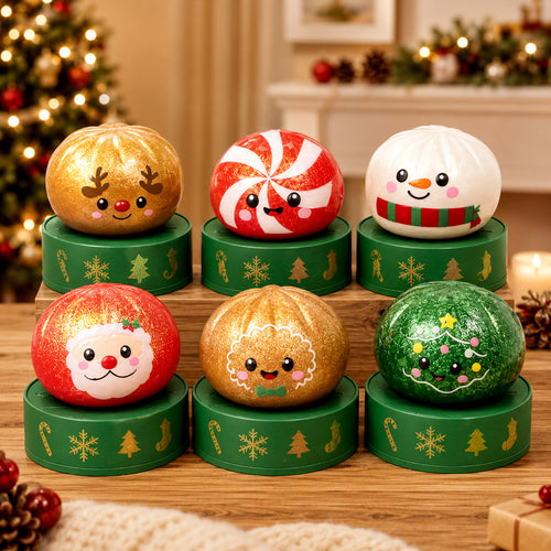 Christmas Baozi Squishy Toy, Cute Holiday Stress Relief Fidget Toy, Soft Squeeze Toy Stocking Stuffer Gift